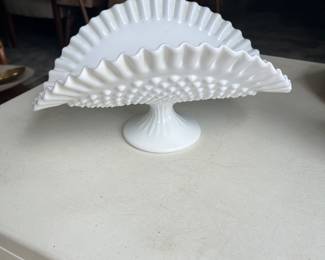 Fenton White Milk Glass Banana Fruit Bowl