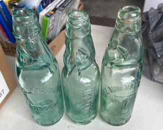 Green Glass Codd Neck Bottles