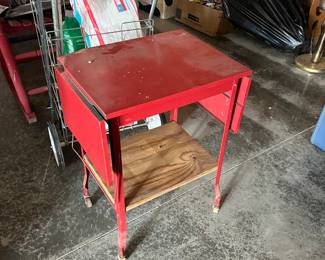 Drop Leaf Metal Table On Wheels