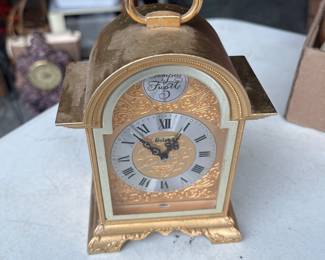 Bulova Tempus Fugit Brass Carriage Desk Clock