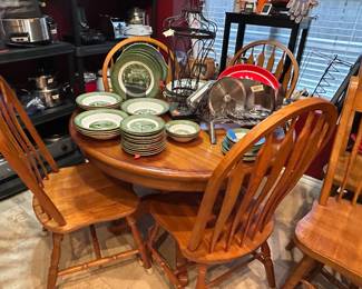 Breakfast table, vintage dishes, deli slicer