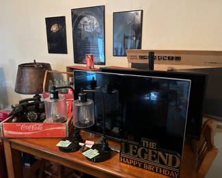 TVs, touch lamps, vintage Coca Cola