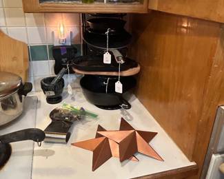 Cast iron pot rack - space saver!