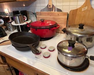 Lodge enameled cast iron, iron skillets, pizza making tools