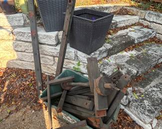 Planters and some old wooden apparatus we can’t identify 