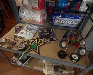 Dallas Stars hockey autographed pucks, sticks, Mike Modano etc