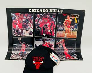 Vintage Chicago Bulls Hat w/ Tags, Michael Jordan Poster