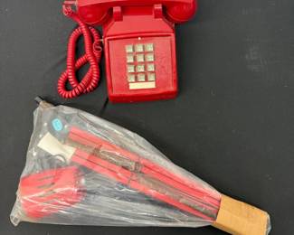 Vintage Red Phone Lamp Combo