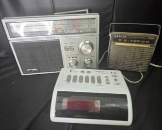 Pair Of Vintage Radios And Programmable Alarm Clock