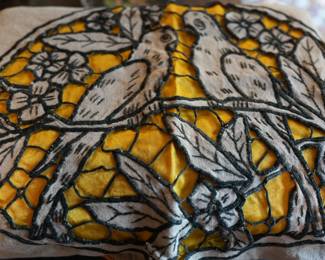 Embroidery of Birds Perched In a Tree