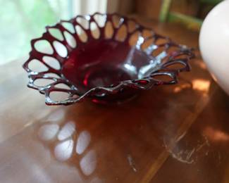 Cranberry Glass Bowl