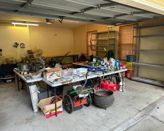 Full Garage Tools Weed eater Shelves and more