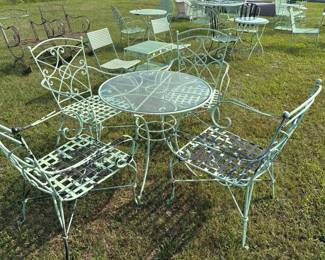 Aqua Metal Outdoor Table & Chairs