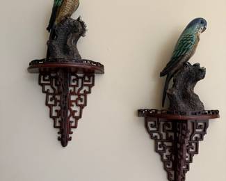 Pair of Parrots, pair of wall shelves