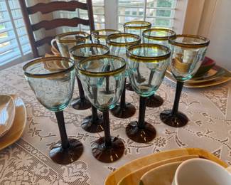 Set 10 blown wine glasses