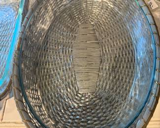 Pewter basket with baking dish