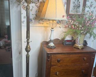 Vintage Neoclassical Brass Hall Tree