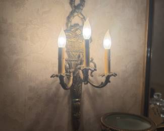 Pair of hardwired brass sconces