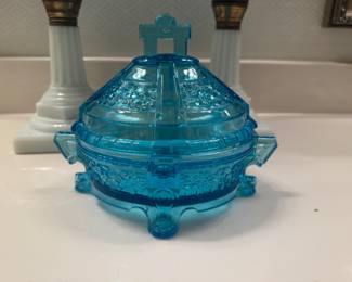 Blue lidded dish