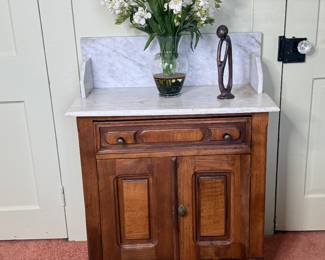 Antique Walnut Wash stand with marble top