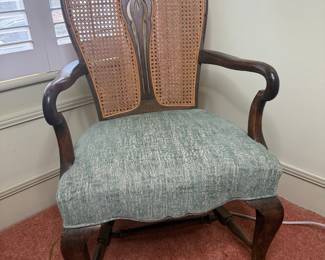 Caned back antique chair
