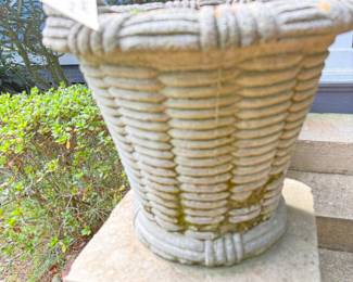 Pair of Concrete baskets ( one missing handle)