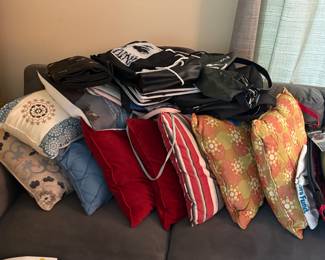 Decorative pillows and many totes