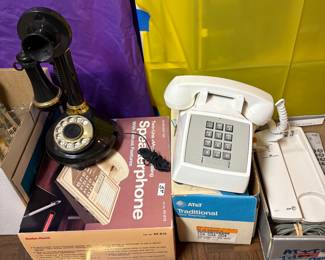 Some old fashioned phones and speaker phones