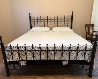 One of a kind, custom made king size iron bed.  Made by Catrina’s at the Ranch in Boerne, TX. 