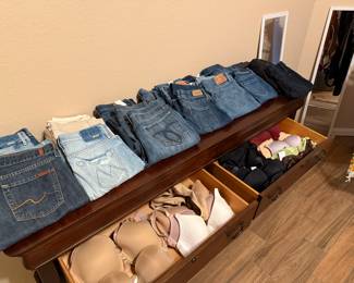 Various designer jeans sizes 27 and 28.  Intimates also in various sizes. 