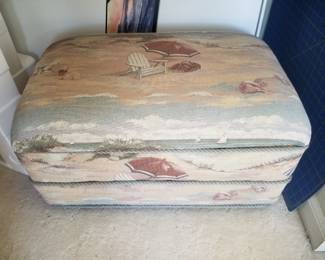 Matching nautical print ottoman