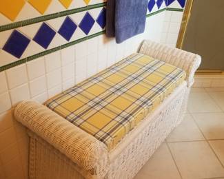 Wicker storage bench