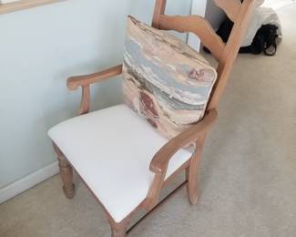 Accent chair; nautical print pillow