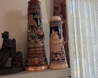 Vintage Werner Corzelious German Beer Stein on left. 