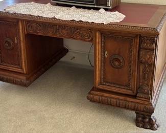 Vintage Europe hand-carved executive desk