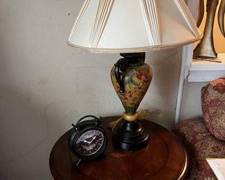 Accent table with decor item and Hand Painted lamp