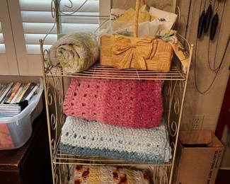 Vintage Rack and handmade afghans