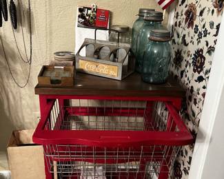 Rolling Utility Cart & Check out the vintage BALL MASON JARS!