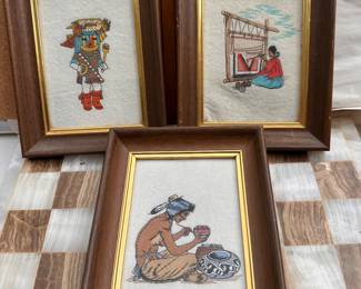 3 Needlepoint Framed Pieces $30.00