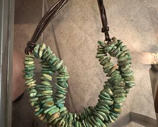 Green and Leather Necklace $8.00