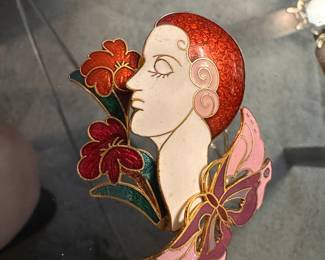 Cloisonne Woman Brooch $20.00