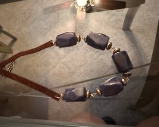 Chunky Stone Leather Strand Necklace $4.00