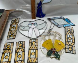 9 Stained Glass Pieces $40.00