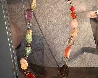 Gemstones Multi Color Necklace with Silver Accents $10.00
