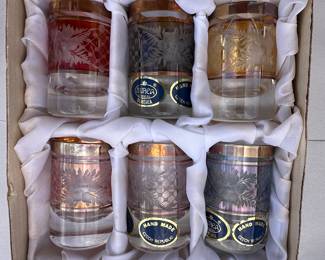 Hand Made Czech Republic Shot Glasses $25.00 set
