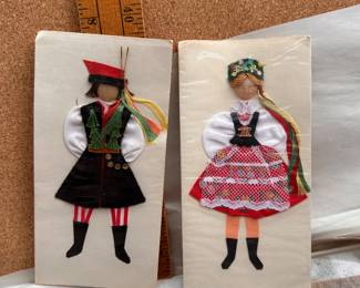 Folk Art Dancers Fabric Art $12.00