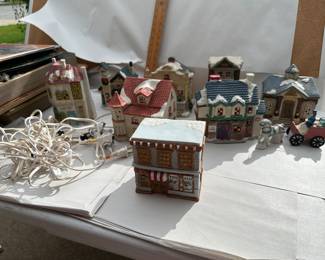 Christmas Village Houses and Horse Drawn Buggy $40.00