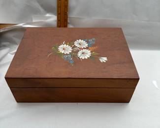 Wood Flower Painted Sewing Box $18.00