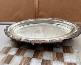 Silver Plated Serving Tray with Glass Insert $25.00