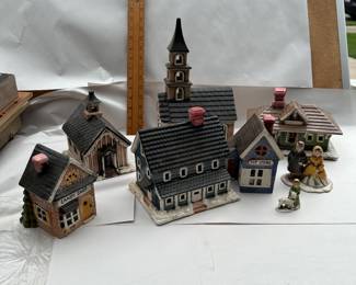 Christmas Village Pieces with Church $34.00